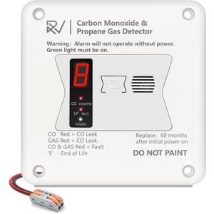 RV Carbon Monoxide and Propane Detector, 2 in 1 Dual CO/LP Gas Alarm,Replace The Old 31011,100dB Loud Alarm,12V DC for Motorhome Travel Trailer, Motor Coach, Truck Camper (R503 Flush Mount-White)