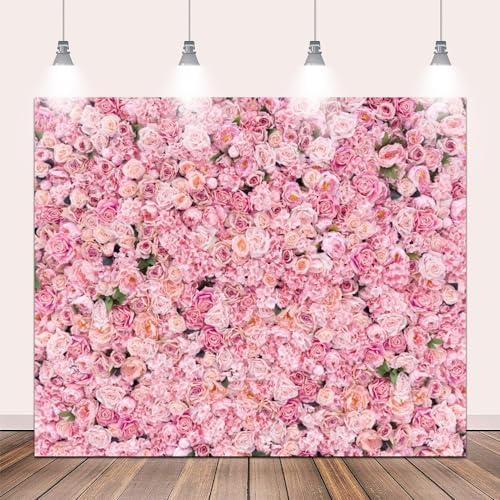 ZJRBJB Pink Rose Flowers Wall Backdrops 10x8ft Graduation Flowers Wall Party Backdrop for Girls Birthday Princess Tea Party Wedding Bridal Shower Anniversary Ceremony Cake Table Decoration Supplies