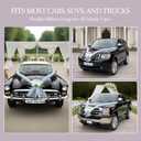 Wedding Car Decorations Kit with White Artificial Flowers, Satin Ribbon Bows, Just Married Hood Garland, Bride and Groom Vehicle Decor for SUV Truck Outdoor Wedding Party Bonnet Bouquet