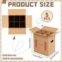 Tatuo 5 Pack Wine Bottle Boxes for Moving 13 x 11 x 8 Inch Corrugated 6 Bottle Liquor Shipping Box Kitchen Packing Storage Carrier with Divider Kits and Handles for Glassware Dishes