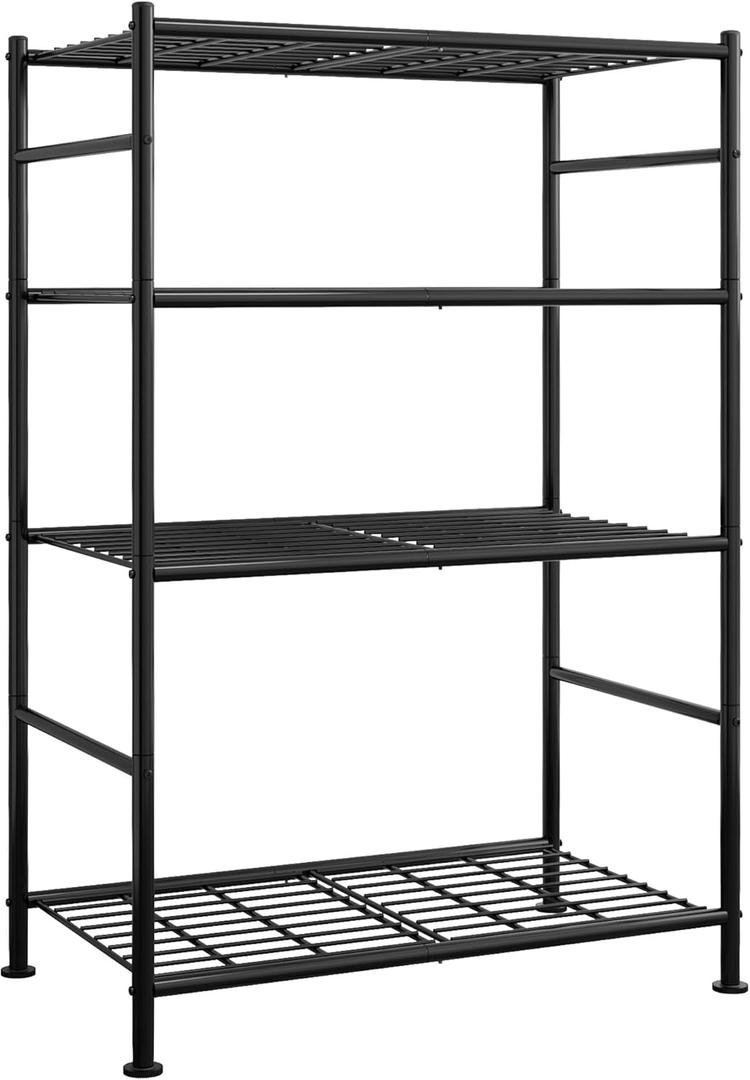 Storage Shelves - 4 Tier Shelf Organizer, Heavy Duty Garage Shelving Unit with Leveling Feet, Stable Metal Shelves Organizer for Pantry, Kitchen and Closet