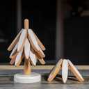 Wooden Trivets for Hot Dishes, Tree Trivet Set, Stackable Tree Coasters for Hot Dish, Pot, Bowl, Teapot, Includes 4 Trivets, 1 Stand, and 4 of Choice (Natural Wood)