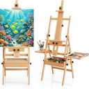 Multi-Function Beech Wood Art Easel for Painting, Flat Desk Easel Stand, 48"-82"
