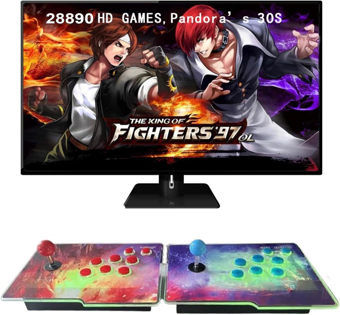 3D Pandoras Box with 28000 Games, 28000 Classic Games Installed, Separate 2 in 1 Arcade Game Console, Support 3D Game, 1280x720 Full HD, Search/Save/Hide/Pause Game up to 4 Players