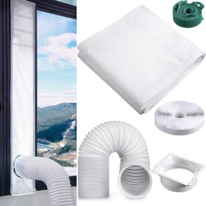 Outus Window Kit for Portable Air Conditioner 10 x 40-64 Inch Adjustable Length Waterproof with 5.9'' Diameter 80'' Long Portable Air Conditioner Hose and Square Exhaust Hose Coupler for Office Home