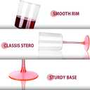 Ciaell 12 Pack 10 Oz Clear Plastic Wine Glasses with Pink Stem - Disposable Cocktail Goblets Perfect for Parties & Weddings & Poolside & Outdoors & Camping & Party & Mother's Day