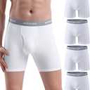 wirarpa Men's Boxer Briefs Cotton Stretch Underwear Open Fly Tagless Underpants Regular Leg 4 Pack, M