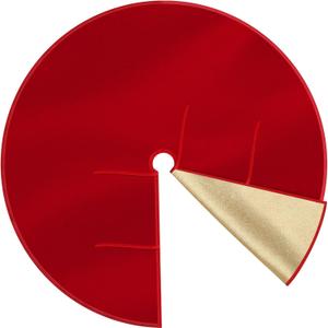 ShinyRelief 36 Inch Larger Velvet Christmas Tree Skirt Reversible with Gold Glitter Double Sided Velvet Christmas Fur Plush Tree Skirt Glittery Tree Skirt for Christmas New Years Holiday (Red, Gold)