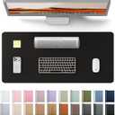 YSAGi Leather Office Desk Pad Protector, Large Mouse Pad, Non-Slip, PU Leather, Laptop Desk Blotter, Waterproof Writing Pad for Office and Home, Black, 23.6" x 13.8"