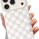Cute Checkered Case for iPhone 17 Pro max 6.9'', Aesthetic Checkerboard Lattice Pattern Print Design Funda Slim Fit Soft TPU Silicone Shockproof Full Camera Protective Cover for Women Girl (White)