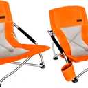 Nice C Low Beach Chair, Beach Chairs for Adults 2 Pack, Sling, Folding, Portable, Concert, Kids, Boat, River, Sand Chair, Sillas De Playa, with Cup Holder & Carry Bag (Set of 2 Orange)