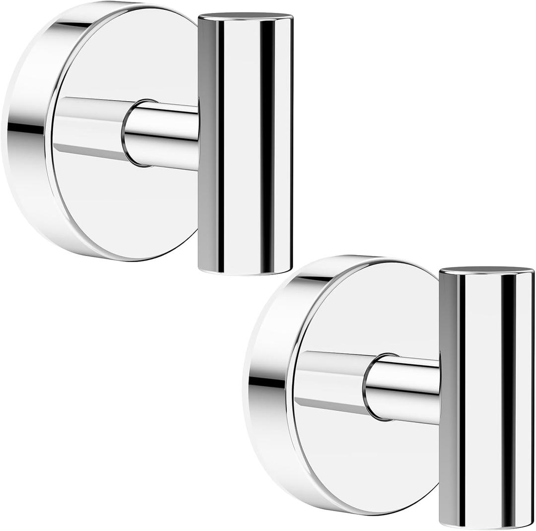 Bntuk Suction Cup Hooks, Shower Hooks for Inside Shower Removable Towel Hooks for Bathroom Window Glass Mirror Tile, Bath Robe Looafh Hook for Hanging Waterproof & Rustproof, Chrome (2 Pack)