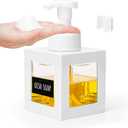 Segbeauty 11.84oz White Foam Soap Dispenser with Waterproof Labels, 350ml Refillable Square Liquid Dish Soap Foaming Dispenser, Plastic Hand Soap Shampoo Body Wash Dispenser for Kitchen Sink Bathroom