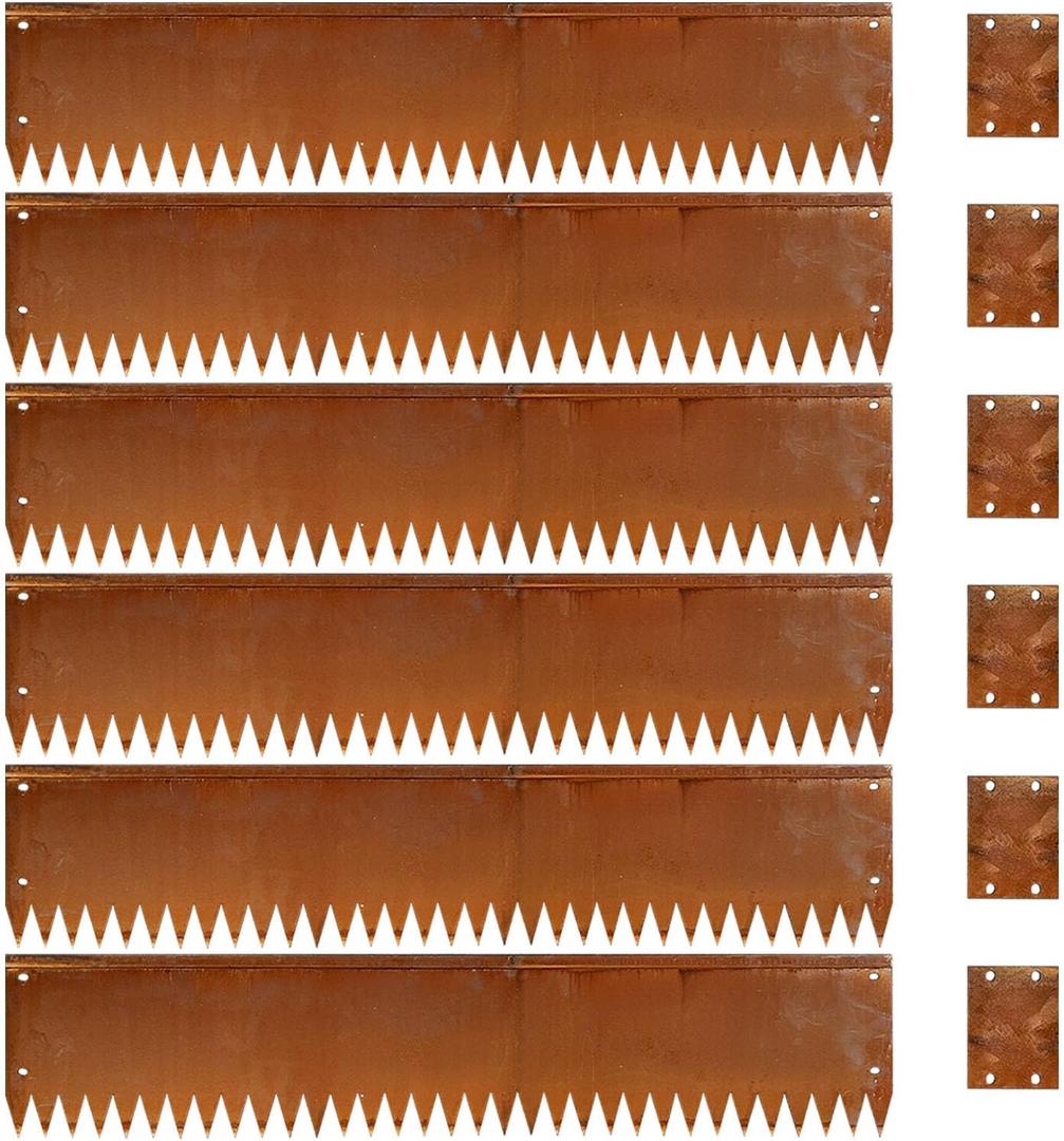 Corten Steel Landscape Edging 40 inch Pre-Rusted Steel Edging Corten Steel Garden Edging 6 Pack Edge for Lawn Yard (10 inch-180 Degree Bend)