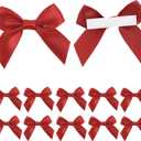 AIMUDI Red Satin Ribbon Bows 2" Self Adhesive Satin Bow for Gift Wrapping Premade Ribbon Bows with Double-Sided Tape for Making Crafts Baby Shower Birthday Party Wedding Decorations, 50 PCs