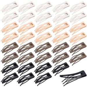 40 Pieces Snap Hair Clips Grip Hair Metal Barrettes for Women Snap Double Clip Pins Accessories for Women Making Salon(Black, Dark Brown, Beige, Cream)