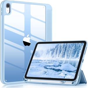 Wenlaty Compatible with iPad (A16) 11th Generation Case 11 Inch 2025, for iPad 10th Generation Case 10.9 Inch 2022 with Pencil Holder, Trifold Stand Protective Clear Back, Auto Wake/Sleep, Sky Blue