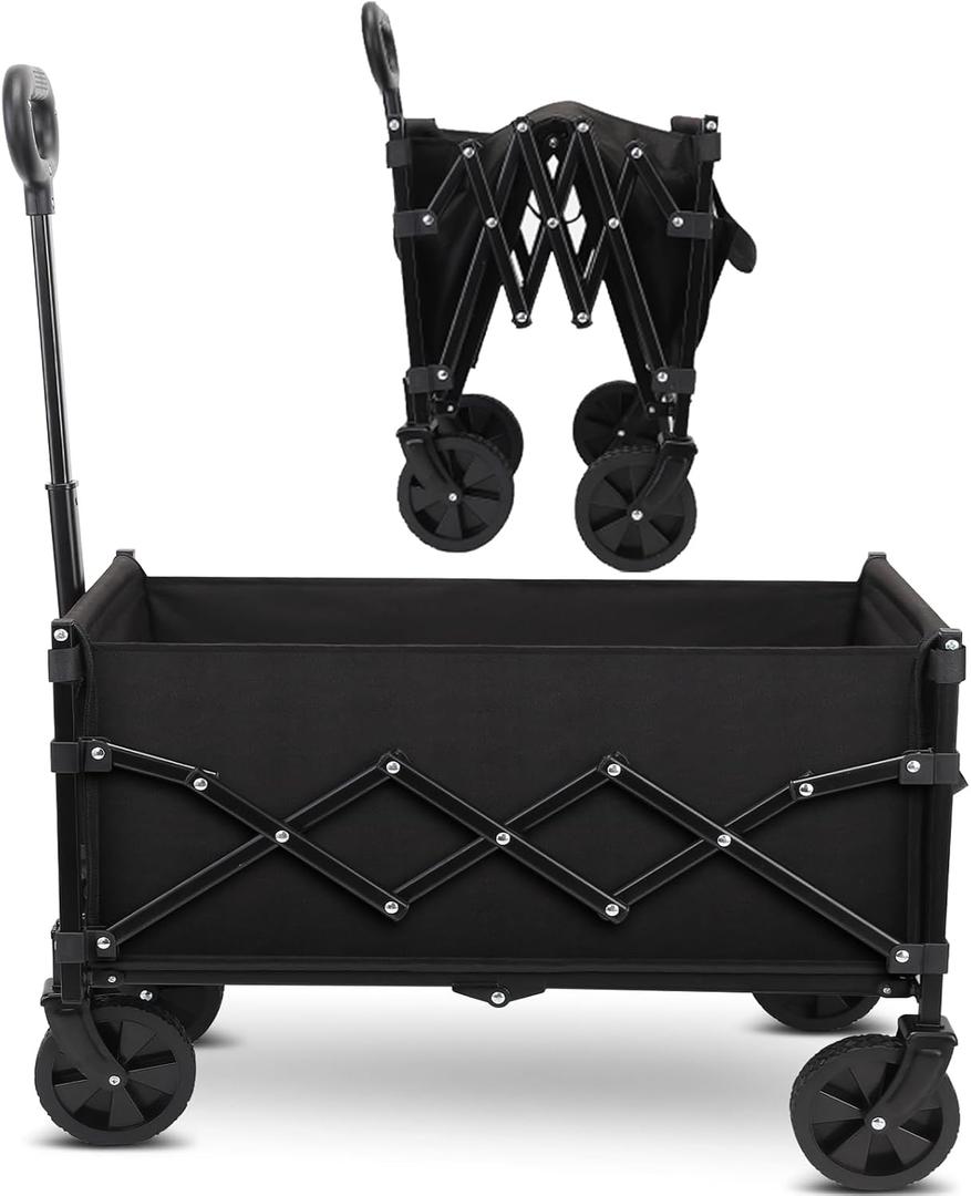 Folding Trolley Rolling Cart with All-Terrain Wheels and Telescoping Handle for Baggage Hauling and Shopping and Outdoor Sports 200LBS and 70L Load Capacity