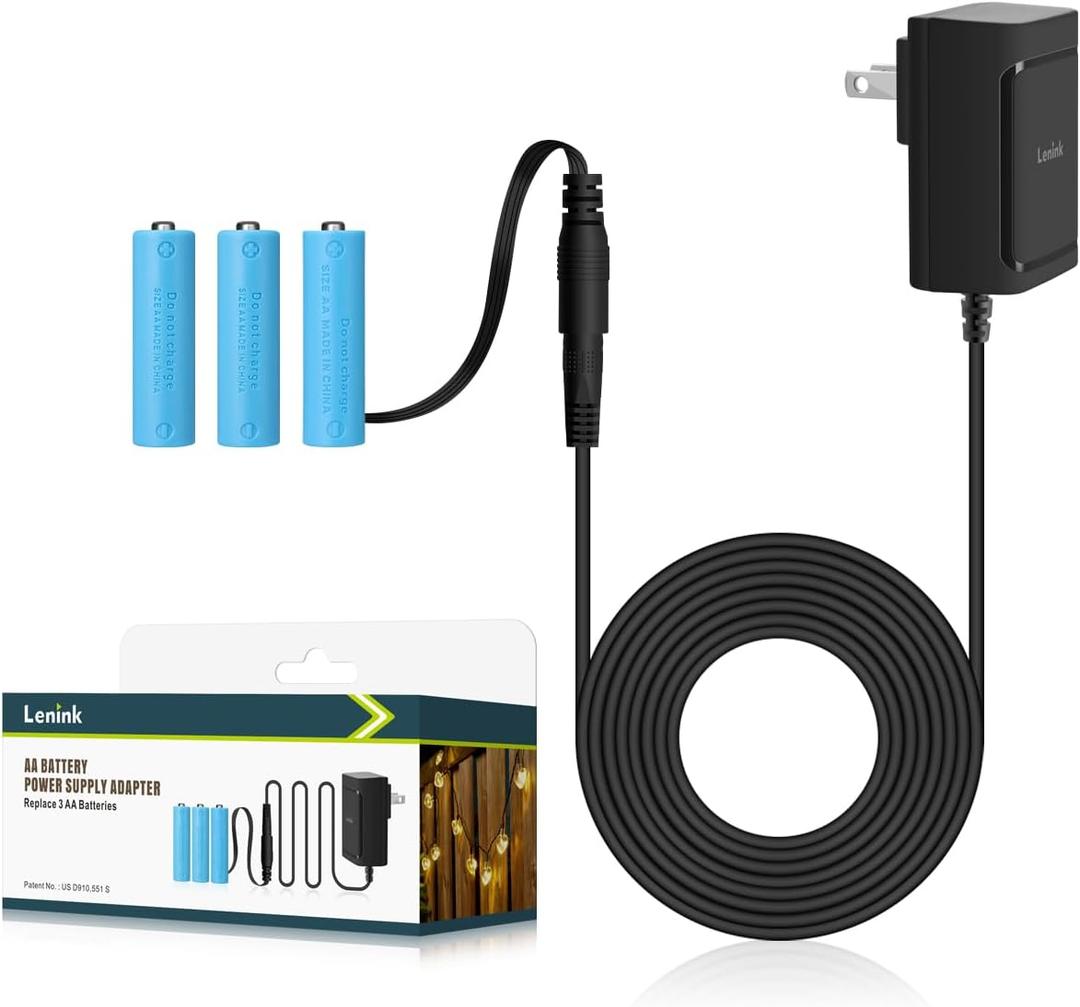 Lenink AC Power Supply Adapter for 3 AA Battery, AA Battery Replacement Adapter for LED Light, Decorations (Black) Lenink AC Power Supply Adapter for 3 AA Battery, AA Battery Replacement Adapter for LED Light, Decorations (Black)