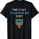 Funny Hanukkah Pajama - This is My Pajamakah Gift T-Shirt (L, Black)