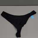 Women's Thong High Cut Swimsuit Bottom - Bikini Bathing Suit Bottom Only (Medium, Black)