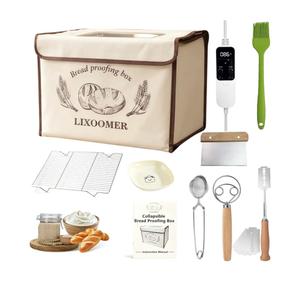 Collapsible Bread Proofing Box with 68-115°F Temp Control & 48H Timer, Bread Making Kit with Dough Warming Box, Includes 7 Kitchen Baking Accessories