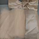 MCieloLuna Flower Girls Satin Tulle Princess Pageant Dress for Wedding Kids Pearls Prom Ball Gowns with Bow-Knot (12, Champagne)