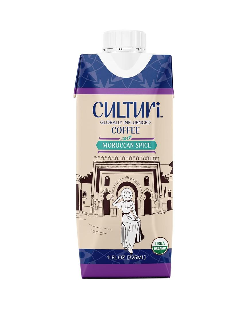 Culturi Coffee | Moroccan Spice | North African Influenced, Low Calorie, Authentic Flavored North African Coffee; 11oz Can (12 Count) BB 1/22/26