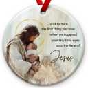 2 x Memorial Jesus Baby Ornaments - Miscarriage Gift Ornament for Loss of Baby, Infant - in Loving Memory Decoraton - Catholic Religious Keepsake, Sympathy Home Decor for Christians Mom & Dad