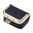 Mini Jewelry Box, Portable Vintage-Inspired Genuine Leather Coin Purse Jewelry Case with Kiss Lock, Mini Travel Ring Box for Women for Earring/Ring/Necklace/Bracelet(Black)