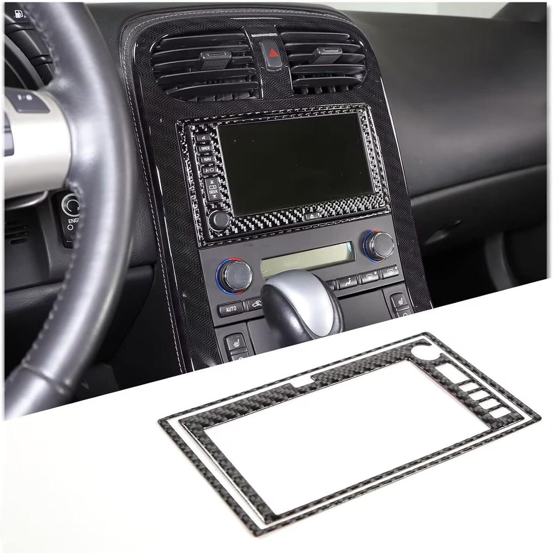 PIUGILH Navigation GPS Screen Panel Cover for Corvette C6 2005-2013 Car Interior Accessories, Real Carbon Fiber Center Display Frame Trim Cover Decoration, 2 PCS
