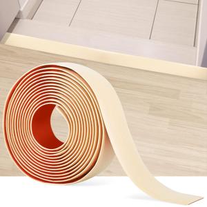 16.4Ft Floor Transition Strip Self Adhesive Vinyl Cover Floor Strip Flat Divider Transition Strip Wood Grain Design for Laminate Floor Gaps and Doorway Transitions (16.4Ft x 2 Inch, Beige)