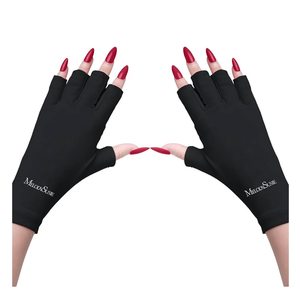 MelodySusie UV Gloves for Gel Nail Lamp, Professional UPF50+ UV Protection Gloves for Manicures, Art Skin Care Fingerless Glove for Women Men Protect Hands from Sun and Nail Dryer Harm (Black)