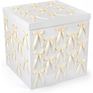 Kolldenn Extra Large Gift Box with Lid-giant, 28x28x28 Jumbo White Gift Boxes with Bow and Ribbon for Gender Reveal Big Present Birthday Special Celebrations Anniversaries Wedding Party Decor(Gold), 1 Count