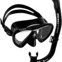 Cressi Adult Snorkeling Kit, Mask & Snorkel - Quality Equipment for Discovering the Underwater World | Ikarus & Orion: Designed in Italy (Black/Black/Black)