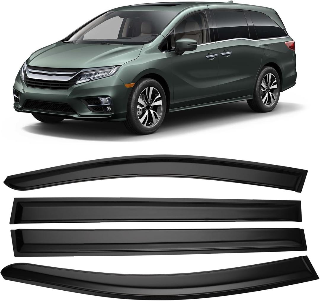 94203 4pcs Tape-on Side Window Visor Deflector Rain Guard Designed for 2011-2017 Honda Odyssey Windows Visor Shield Shade Smoke