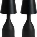 XPEHK Cordless Table Lamp, 2 Pack LED Rechargeable Table Lamps, 3 Color Stepless Dimming Up 5500mAh Portable Battery Operated Table Lamp for Home Indoor Outdoor Restaurant Bar (Black)