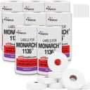 White Pricing Labels for Monarch 1136 Price Gun Case of 8 Sleeves, 64 Rolls Value Pack - 112,000 Price Marking Labels with Ink Rolls Included