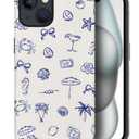 Compatible with iPhone 14 Plus,Anti-Scratch Frosted Case Cover,Blue Coastal Food Sea Summer