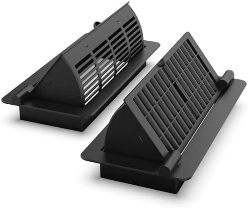 2-in-1 Vent Deflectors & Floor Vent Covers, Adjustable Floor Register 4x10, Air Vent Deflector for Home Floor, Office, Ceiling, Tool-Free Install, Black, 2 Pack