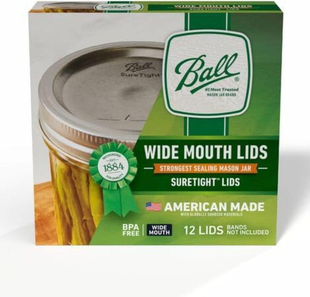 Ball Glass Jars Wide Mouth Lids, 12 Lids