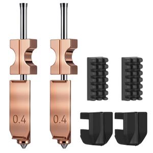 2PCS 0.4mm AD5X Nozzle,Quick-Swap Copper Alloy Hardened Steel 3D Printer Hotend with Silicone Cover and Nozzle Wiper Support High Flow Printing ONLY Compatible with Flashforge AD5X 3D Printer