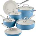 KitchenAid Hard Anodized Ceramic Nonstick Cookware/Pots and Pans Set, 10 Piece - Blue Velvet