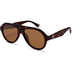 VANLINKER Retro Aviator Polarized Sunglasses for Men Women Trendy 70s Vintage Plastic Frame Sun Glasses VL9750 (C2-polarized Brown Lens/ Brown Tortoise Frame)