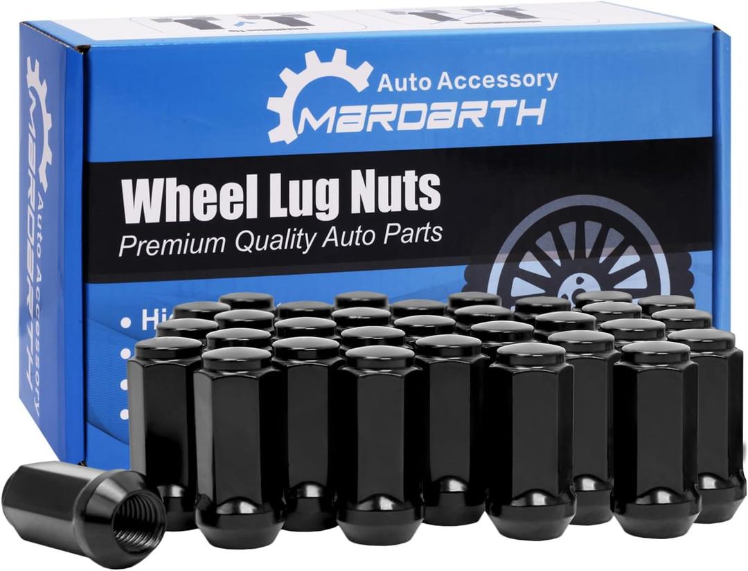 Set of 32, 14x2.0 Lug Nut 2 in XL Black Bulge Acorn Compatible with 2004-2014 Ford F-150 Expedition 14X2