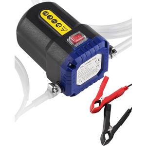 Oil Extractor Pump 12V 80W, Upgraded Electric Engine Oil Pump w/ Auto Overload, Oil Change Pump for Motor Oil, Gear Oil, Transmission Fluid, Lube, Fluid Transfer Pump for Car, Mower, Marine, Blue