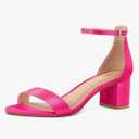 PIZZ ANNU Women's Low Block Chunky Heels Sandals Comfortable Open Toe Ankle Strap Party Dress Pump Shoes Strappy Buckle Heeled Sandal with 2 Inches Tall Thick Heel Design 8
