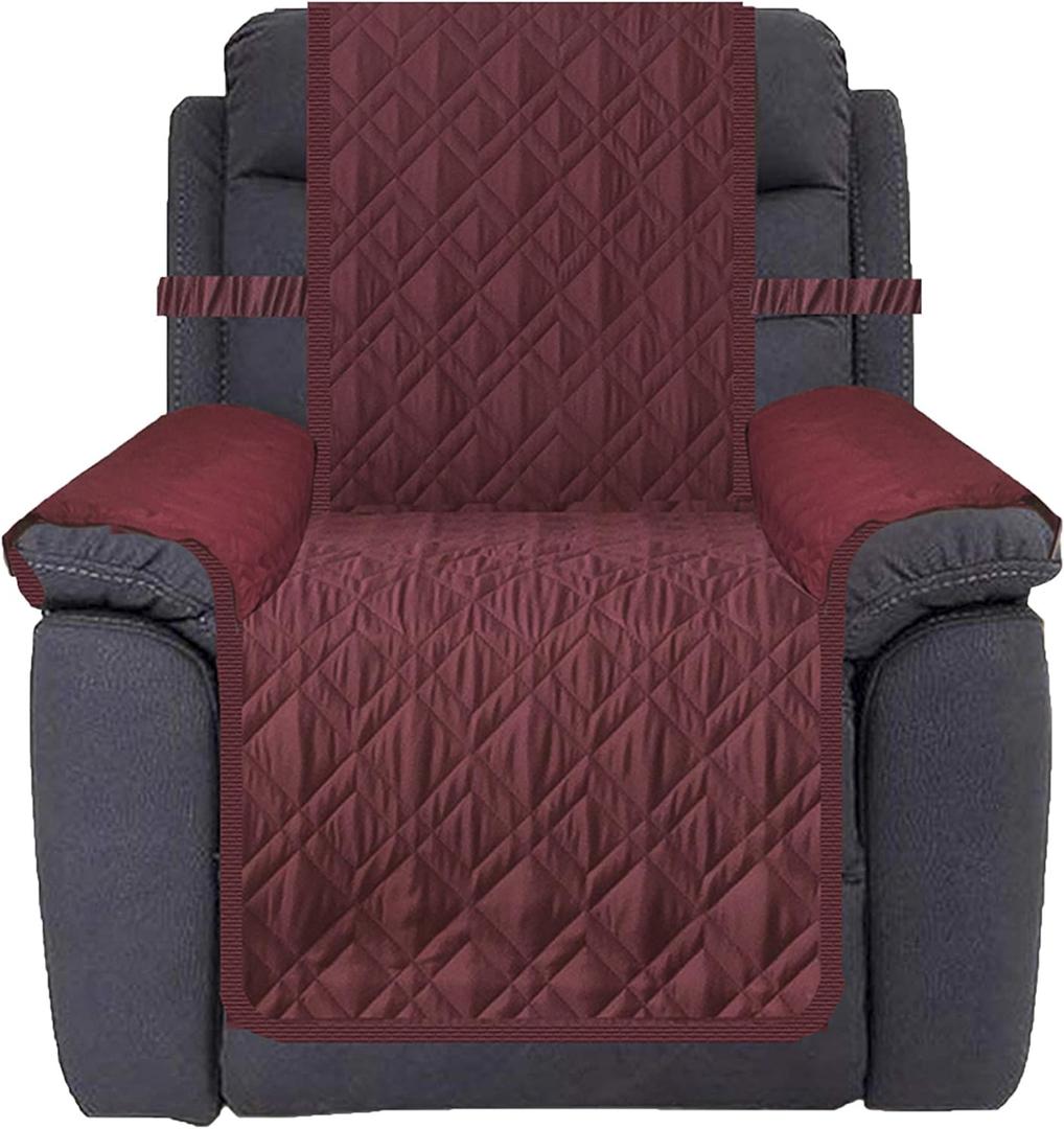 Ameritex Waterproof Nonslip Recliner Cover Stay in Place, Dog Chair Cover Furniture Protector, Ideal Recliner Slipcovers for Pets and Kids (Burgundy, 30'')