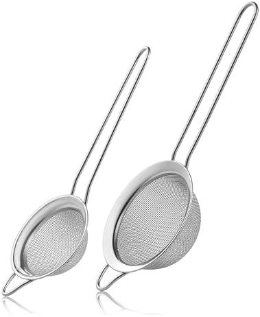 1 Pack Fine Mesh Strainers, Mini Stainless Steel Strainer with Handle for Kitchen, Metal Sieve Sifters for Straining Tea, Matcha, Cocktail, Juice and Coffee
