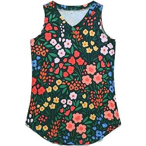 KYKU Women's Tank Top Summer Sleeveless T Shirt Casual V Neck Curved Hem Blouses Size S